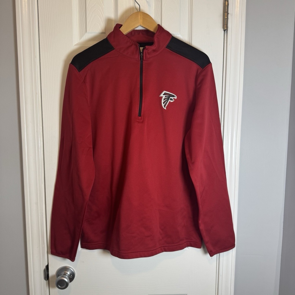 NFL Team Apparel Atlanta Falcons Quarter Zip Dri Fit Pullover Jacket Size Large